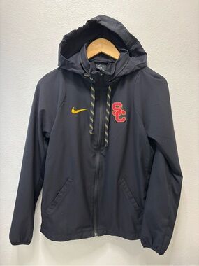 Nike Black Hooded Zip Jacket with Cardinal & Gold USC Logo